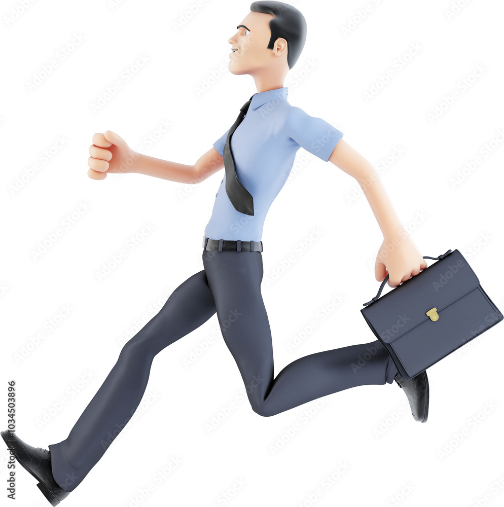 Businessman running holding briefcase 3d illustration Businessman running holding briefcase 3d illustration