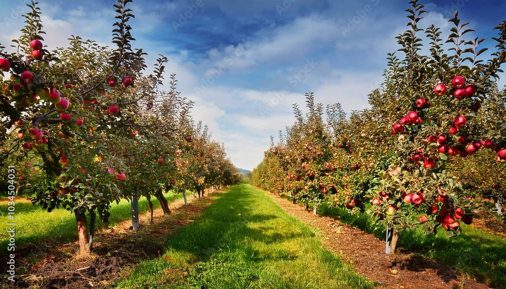 Fototapeta premium apple trees with red fruits