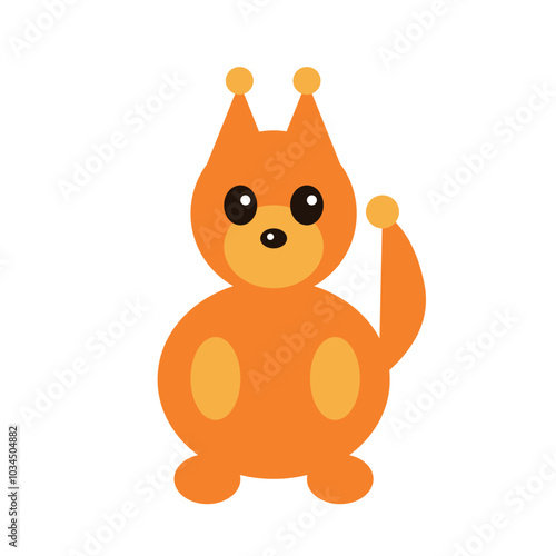 Orange vector illustration of a beautiful adult young squirrel isolated on a white background