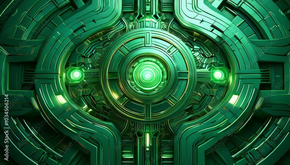 futuristic green 3d design with intricate patterns and glowing accents perfect for tech or innovation themed projects futuristic green 3d design with intricate patterns and glowing accents perfect for tech or innovation themed projects