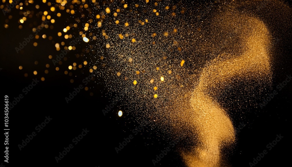 Fototapeta premium holiday banner gold glitter sparkles black background golden sand or powder on celebratory back