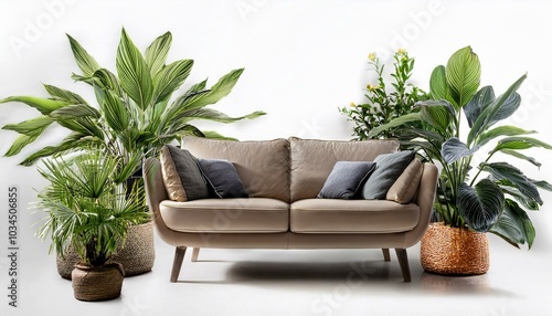 interior plants pot furniture isolated on white background