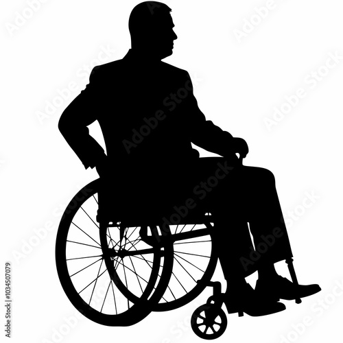 Silhouette Businessman Sitting On Wheelchair
