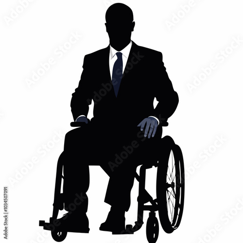 Silhouette Businessman Sitting On Wheelchair
