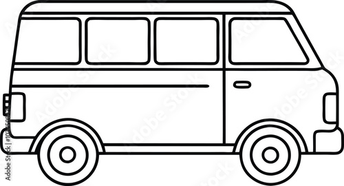 Minivan icon. Small passenger van. Black silhouette. Side view. Vector simple flat graphic illustration. Isolated object on a white background. Isolate.