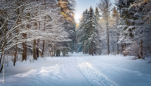Wallpaper Mural snowy winter in the forest Torontodigital.ca