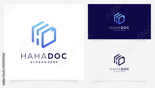 Abstract vector letter H with document icons symbols. Creative combined monogram initial and archives logo design ideas.
