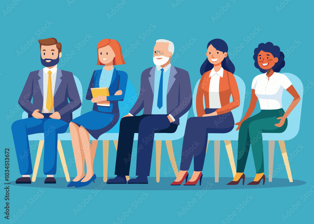 Group Of Businesspeople Sitting On Chair Group Of Businesspeople Sitting On Chair