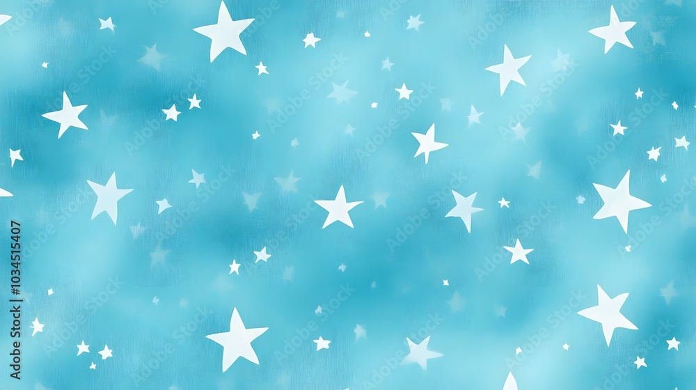 Playful seamless star pattern with bright colors on blue background Playful seamless star pattern with bright colors on blue background