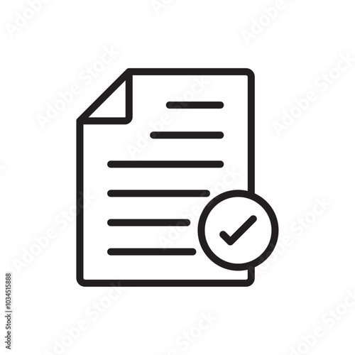 Accept document icon Simple thin outline
