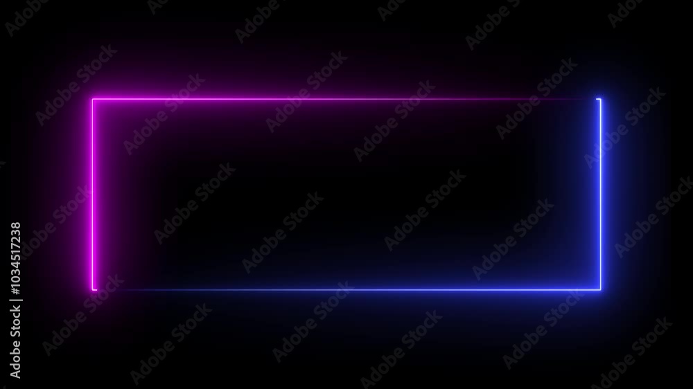 Rectangular frame with moving line. Glowing neon frame animation . Rectangular frame with moving line. Glowing neon frame animation .