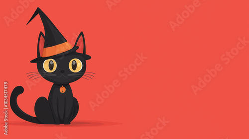 a cat in halloween costume isolated on red background