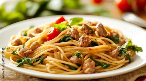 Meat pasta, Asian style