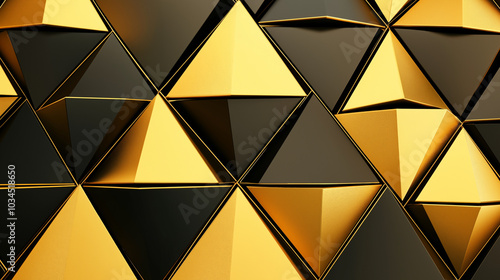 Exklusiver 3D-Polygon-Hintergrund in Gold und Schwarz. Luxuriöses geometrisches Design. Abstrakte, moderne Vektorgrafik für Premium-Branding, Webdesign oder Druck. Elegante Textur