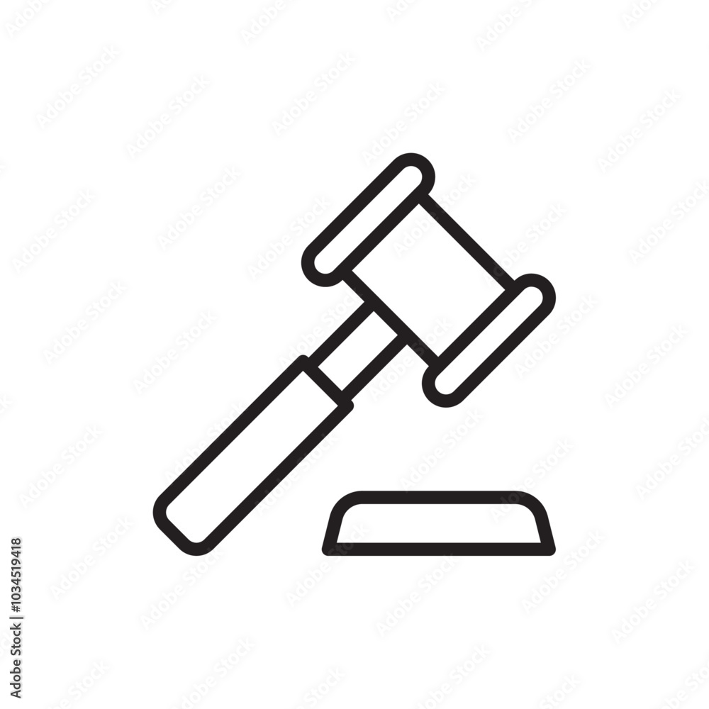 Gavel icon Simple thin outline Gavel icon Simple thin outline