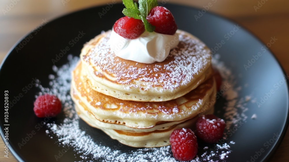 Sour cream-topped pancakes Sour cream-topped pancakes