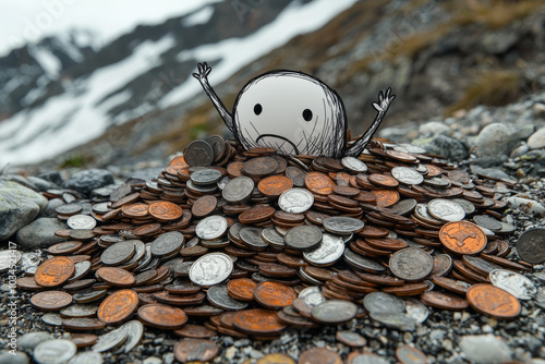 A Simple Sketch Drowning in a Pile of Coins photo