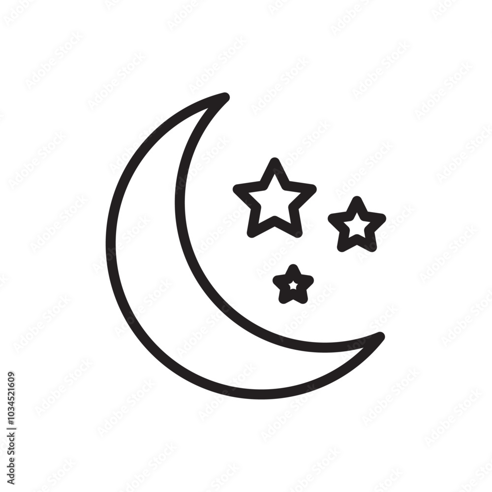 Moon stars icon Simple thin outline Moon stars icon Simple thin outline