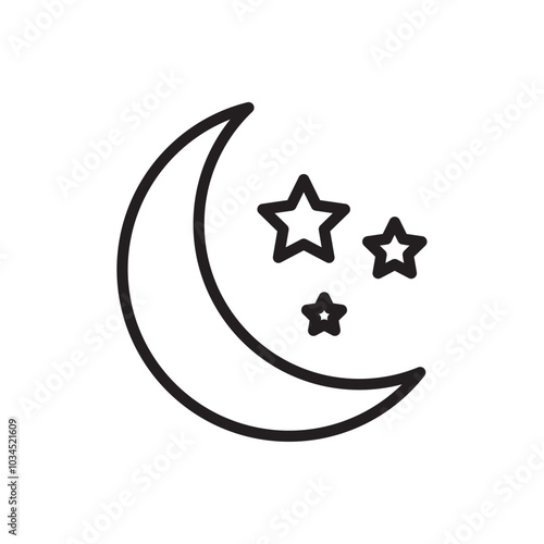 Moon stars icon Simple thin outline