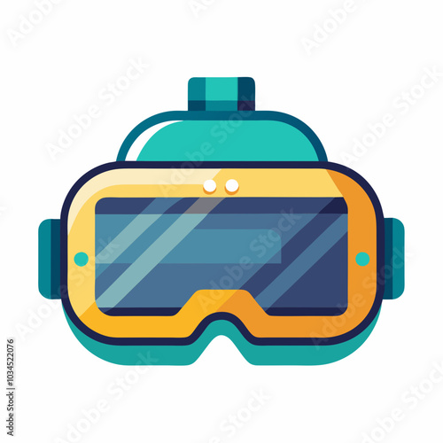 VR headset for immersive virtual reality gaming simulation. Technology goggles, modern gadget, glasses, headgear for digital cyber entertainment. Flat vector illustration isolated on white background
