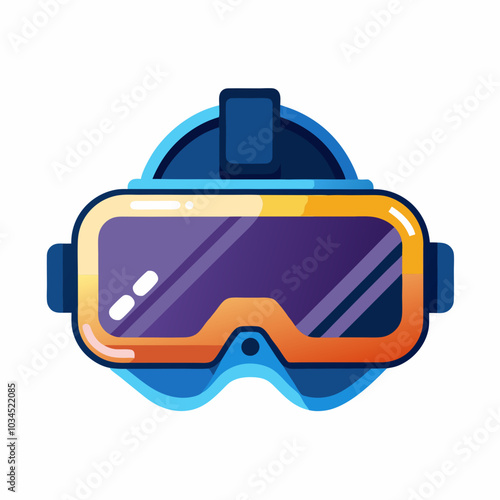VR headset for immersive virtual reality gaming simulation. Technology goggles, modern gadget, glasses, headgear for digital cyber entertainment. Flat vector illustration isolated on white background
