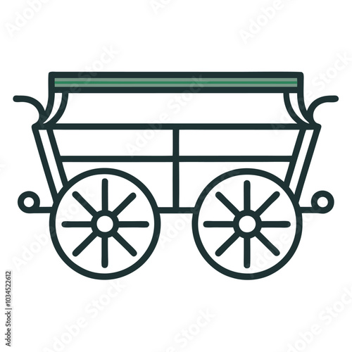 Western Covered Wagon, vector design illustration of a horse driving a Western Wagon, silhouette transportation.