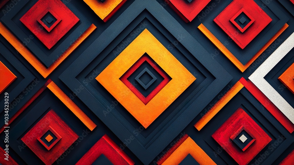 Geometric shapes with sharp lines and bold vibrant color background Geometric shapes with sharp lines and bold vibrant color background