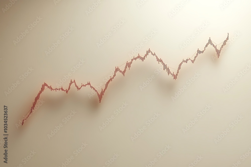 Red stock market chart on a beige background Red stock market chart on a beige background