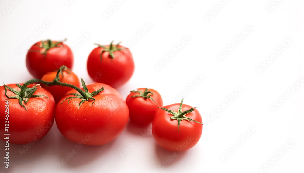 Tomatos pattern on side position provides copy space for text. background concept isolated white Tomatos pattern on side position provides copy space for text. background concept isolated white
