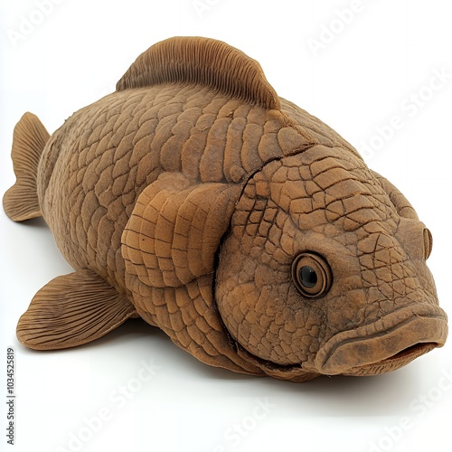 Close-up of a ceramic fish sculpture. photo