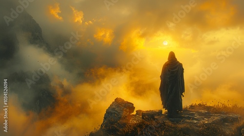 Solitary Figure in a Golden Landscape