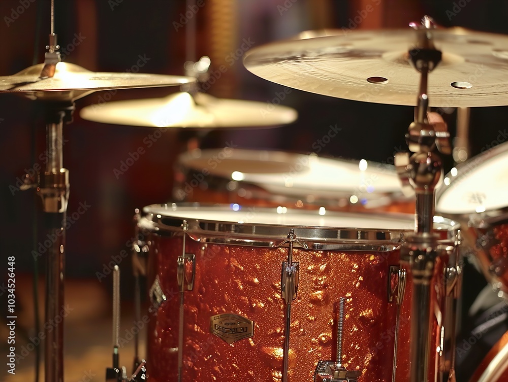 Obraz premium Closeup of a Drum Set with Cymbal