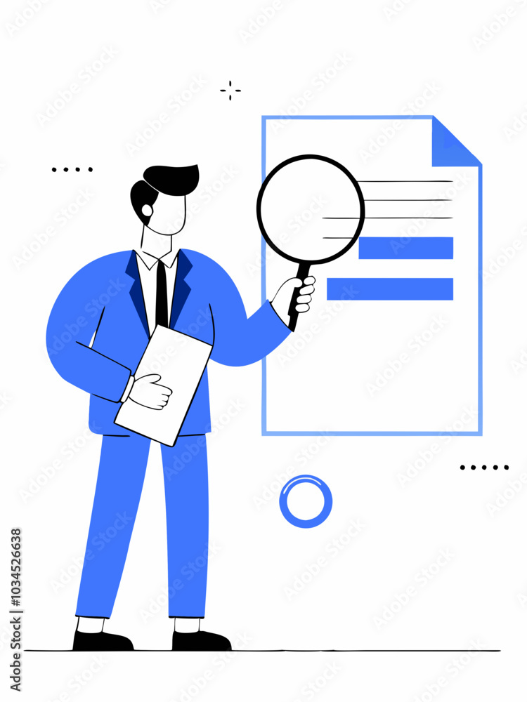 A person in business attire is examining documents using a magnifying glass, emphasizing thorough inspection and attention to detail. Ideal for business analysis, auditing, research, investigation
A person in business attire is examining documents using a magnifying glass, emphasizing thorough inspection and attention to detail. Ideal for business analysis, auditing, research, investigation