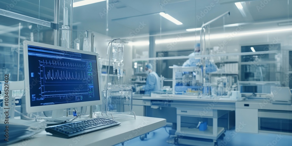 Laboratory with advanced IoT devices for patient monitoring, professionals enhancing healthcare management Laboratory with advanced IoT devices for patient monitoring, professionals enhancing healthcare management