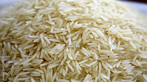 Close-up of uncooked white rice grains