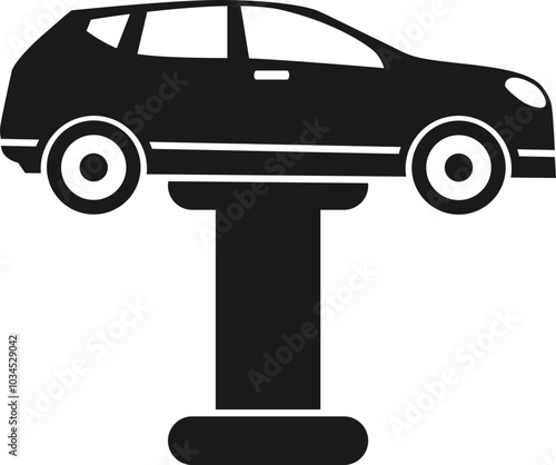 Hydraulic car lift black icon. Auto repair workshop