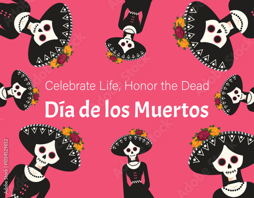 Day of the dead pink wallpaper