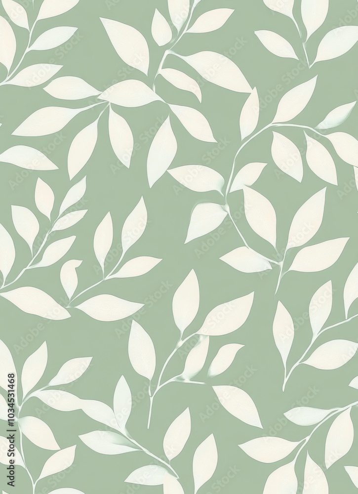 custom made wallpaper toronto digitalLight blue and white leaf pattern on a pastel green background