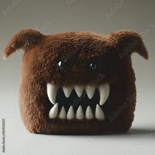 Brown furry monster with big teeth.