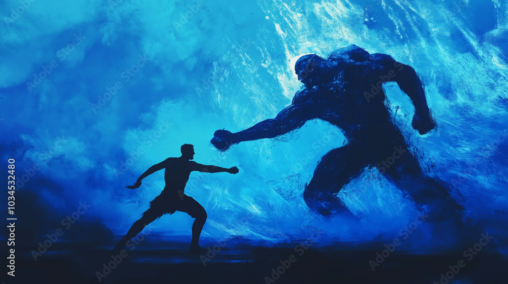 David and Goliath depicts the courageous shepherd who faced giant warrior, battle, use his sling to demonstrate incredible strength, faith, ultimately achieving triumph, symbolizes bravery victory. David and Goliath depicts the courageous shepherd who faced giant warrior, battle, use his sling to demonstrate incredible strength, faith, ultimately achieving triumph, symbolizes bravery victory.