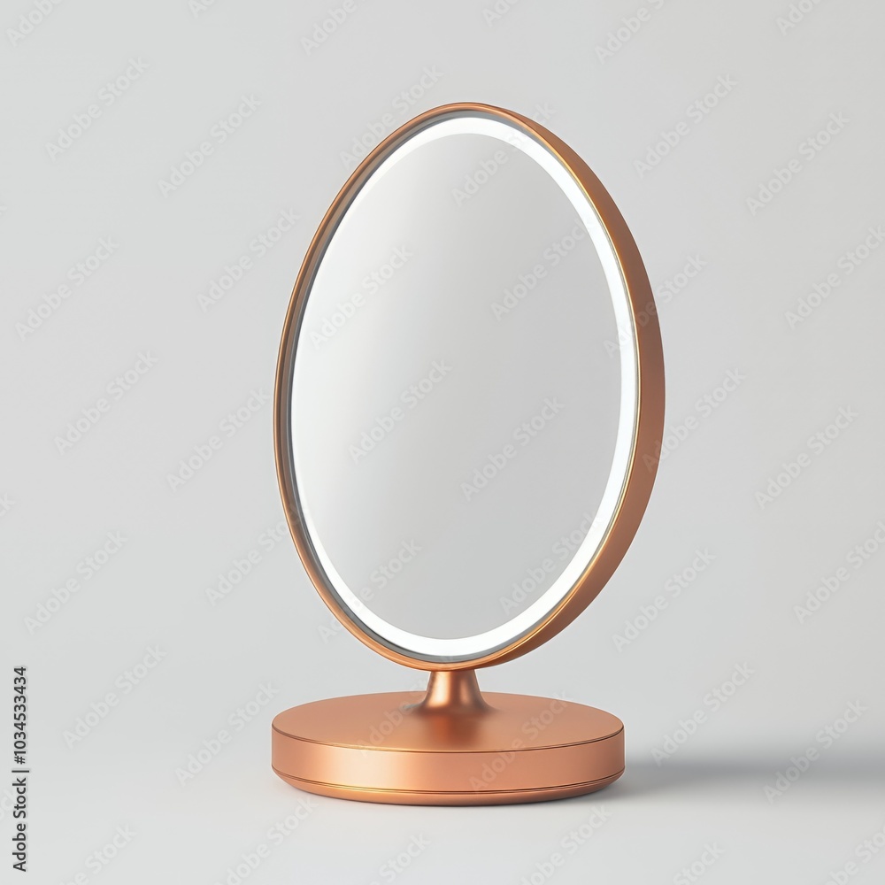 Rose gold vanity mirror with a light. Rose gold vanity mirror with a light.
