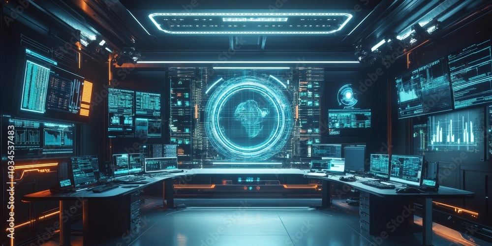 Futuristic data processing hub with AI tools, ensuring accurate analysis Futuristic data processing hub with AI tools, ensuring accurate analysis