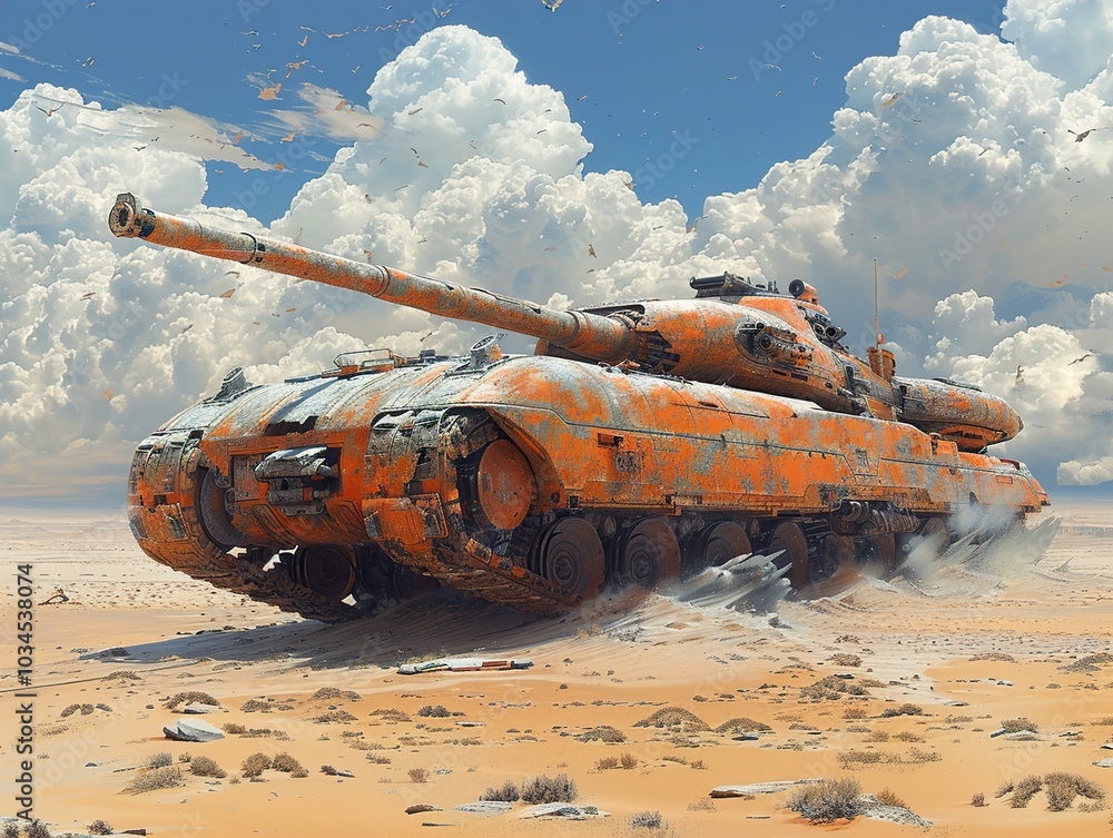Rusted Tank in a Desolate Desert Landscape Rusted Tank in a Desolate Desert Landscape
