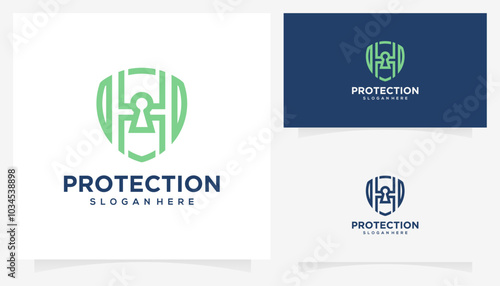 Vector shield protection with letter H icon symbols. Abstract security and initial logo design ideas.