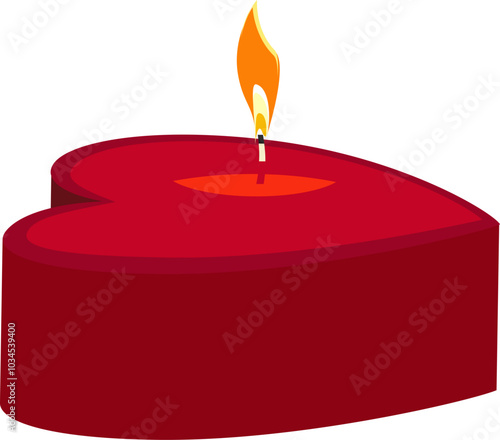 Heart shape candle cartoon icon. Romantic aroma
