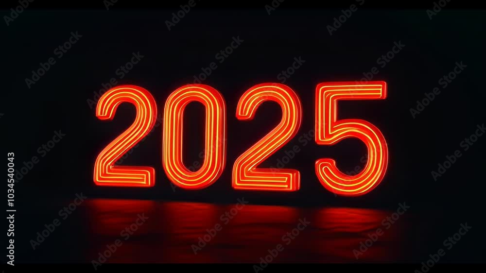 neon sign of the year 2025 glowing in red, futuristic new year celebration concept neon sign of the year 2025 glowing in red, futuristic new year celebration concept