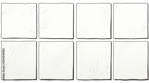 Simple comic book page template featuring five empty panels with a white background