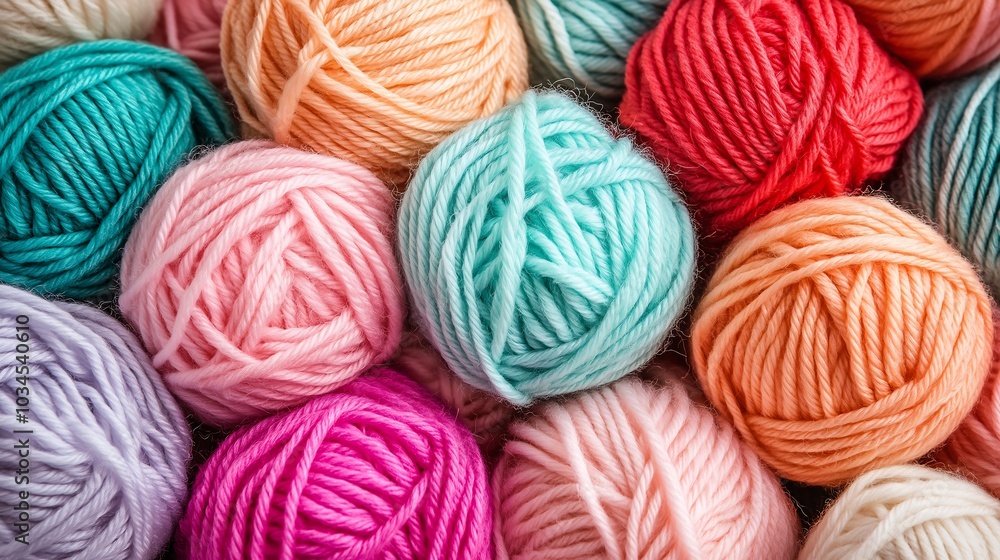 pile of soft yarn balls in various pastel shades. The yarn includes colors such as light blue, soft pink, lavender, light turquoise, peach, and a few bold balls in bright fuchsia pile of soft yarn balls in various pastel shades. The yarn includes colors such as light blue, soft pink, lavender, light turquoise, peach, and a few bold balls in bright fuchsia