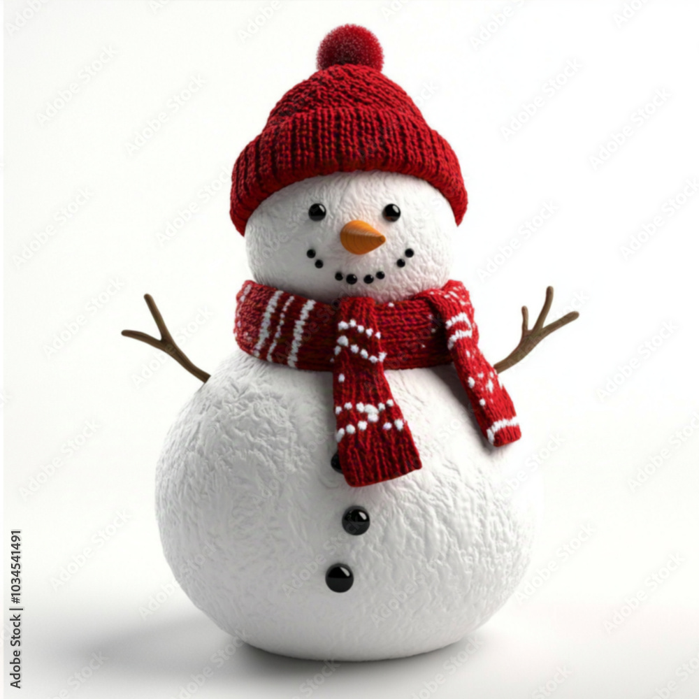 simple snowman character, with red hat and muffler, clear white background simple snowman character, with red hat and muffler, clear white background