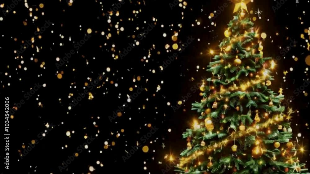 Christmas tree decoration with black background Christmas tree decoration with black background